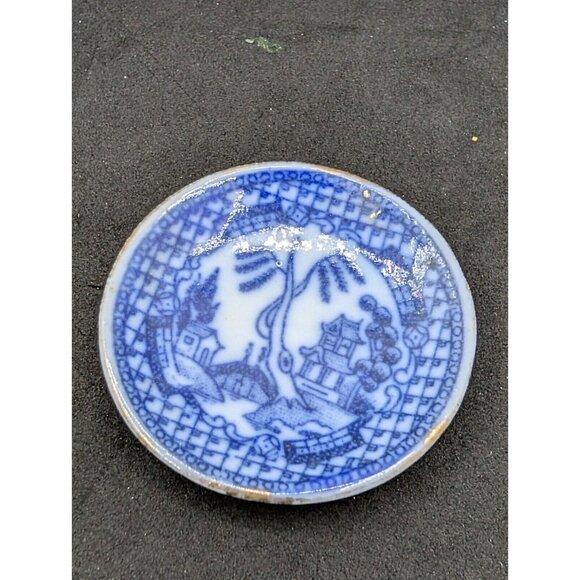 Vtg. Set 3 Miniature Blue Willow Tea Pot Plate & Sugar Blue White China READ - Picture 15 of 16